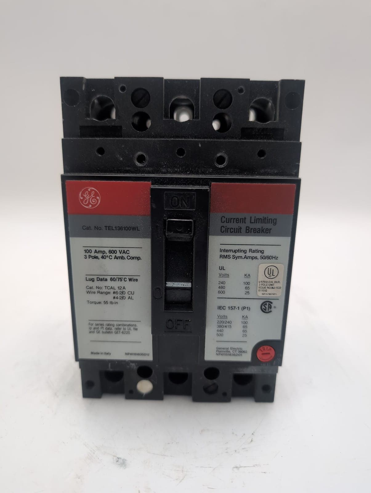 GE TEL136100WL Circuit Breaker — image 1 of 6