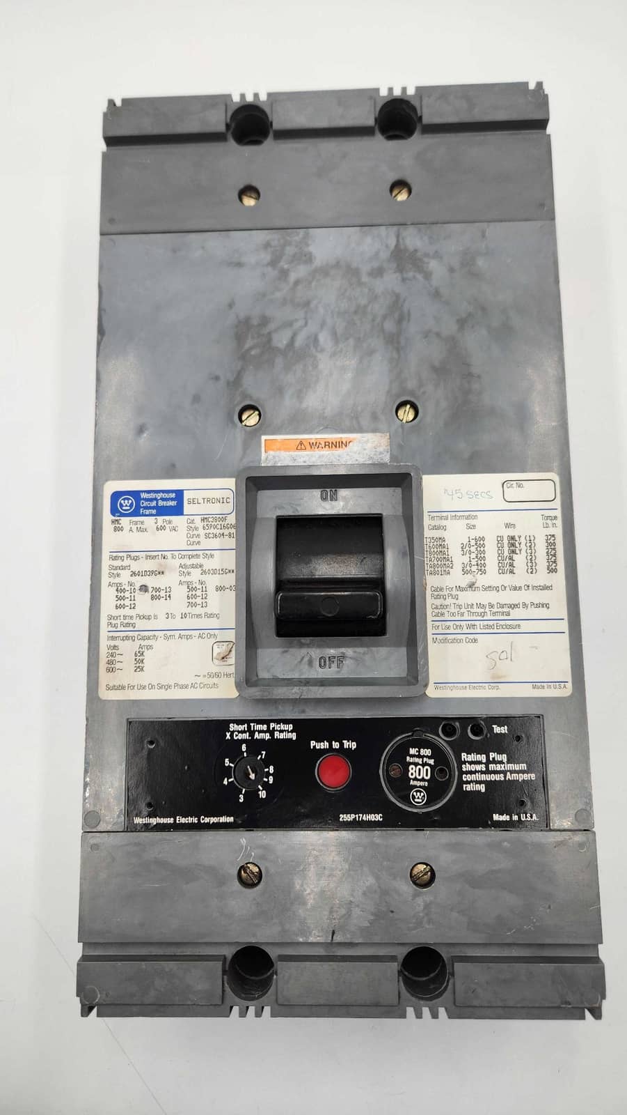 Westinghouse HMC3800 Circuit Breaker — image 1 of 8