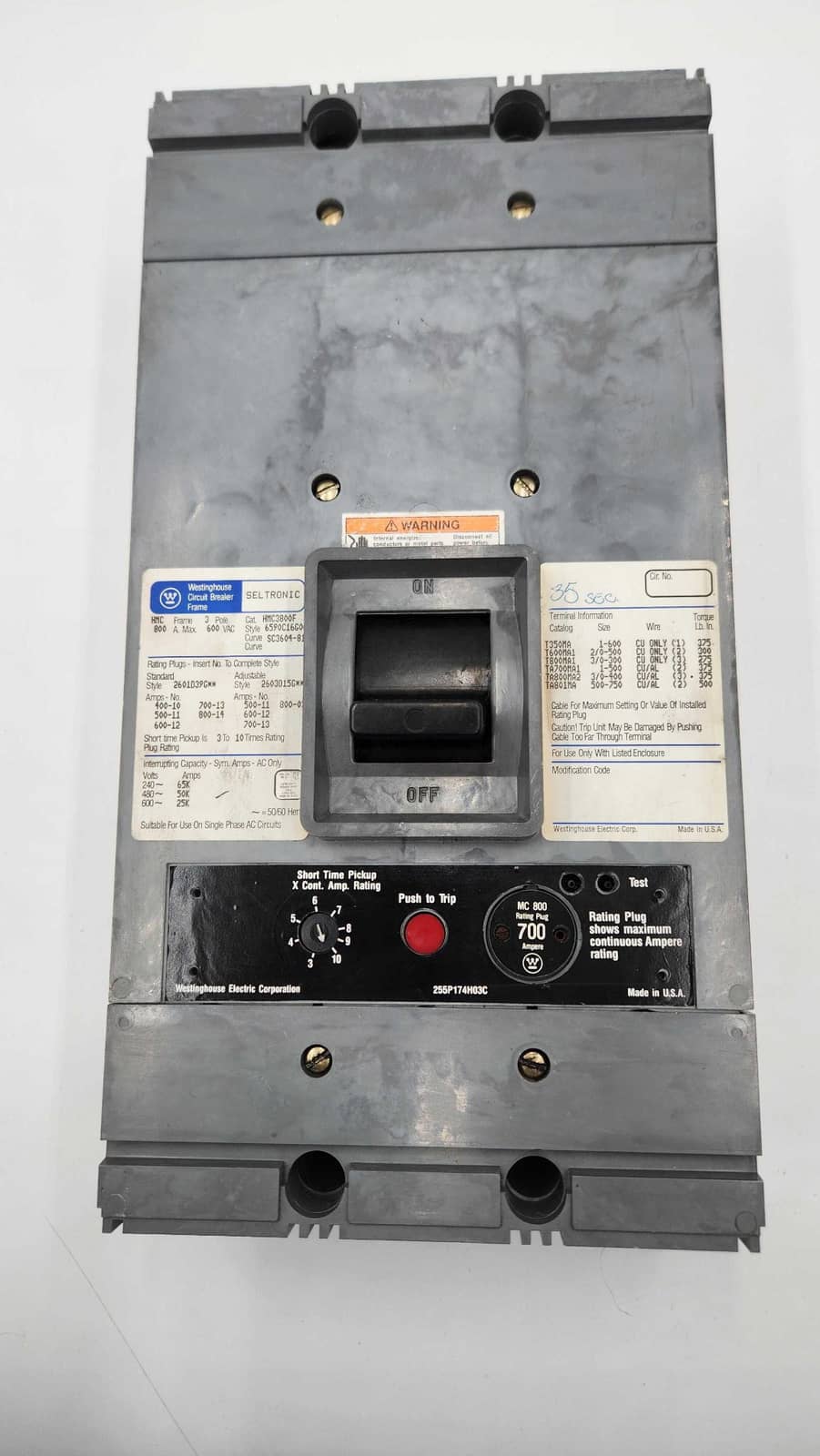 Westinghouse HMC3700 Circuit Breaker — image 1 of 8
