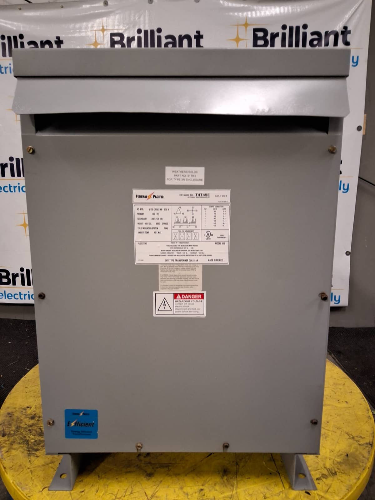 Federal Pacific T4T45E 45kVA Pri 480V Sec 208/120V NEMA 3R Dry Type Transformer Reconditioned