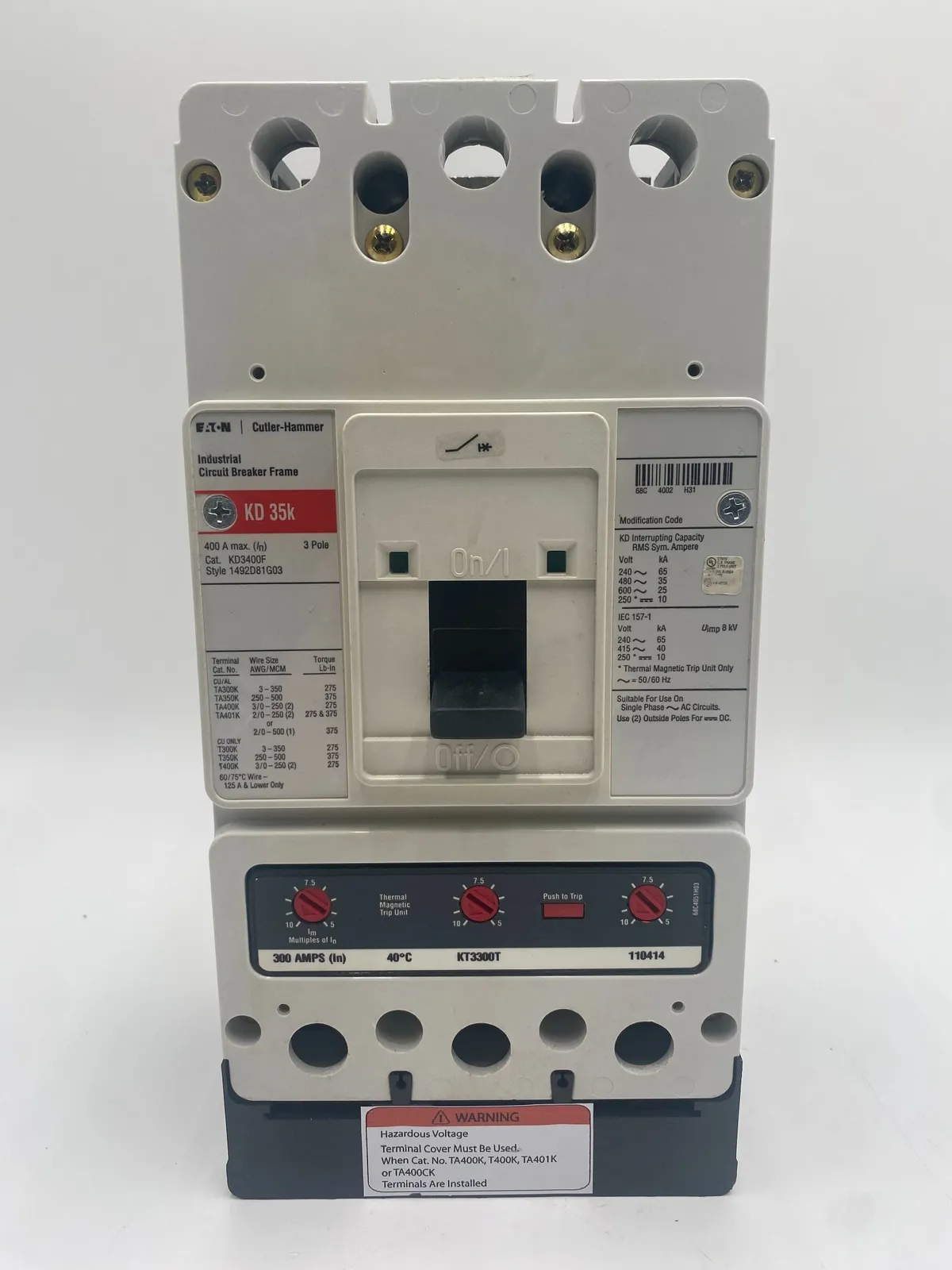 Eaton KD3300 Circuit Breaker 300A 600V 3 Pole