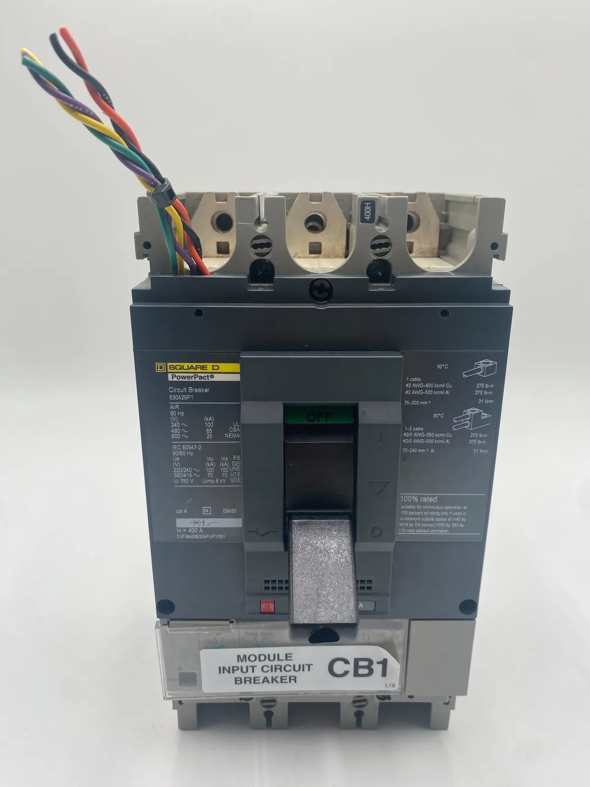 Square D DJF36400E20AFSPY001 Circuit Breaker 400A 600V 3P